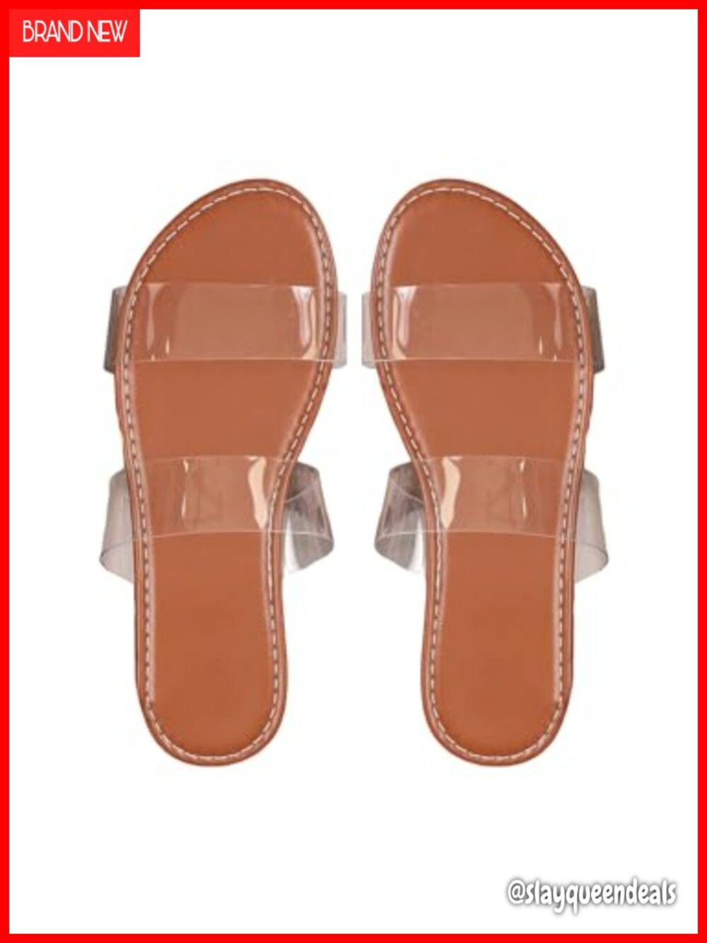 Clear Jelly Slide Sandals with Two Straps Flat Open Toe for Beach Vacation